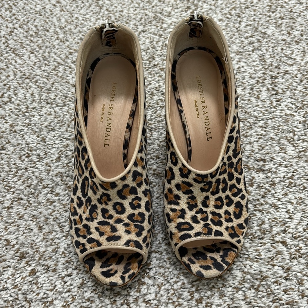 Loeffler Randall Leopard Print Peep Toe Shoes